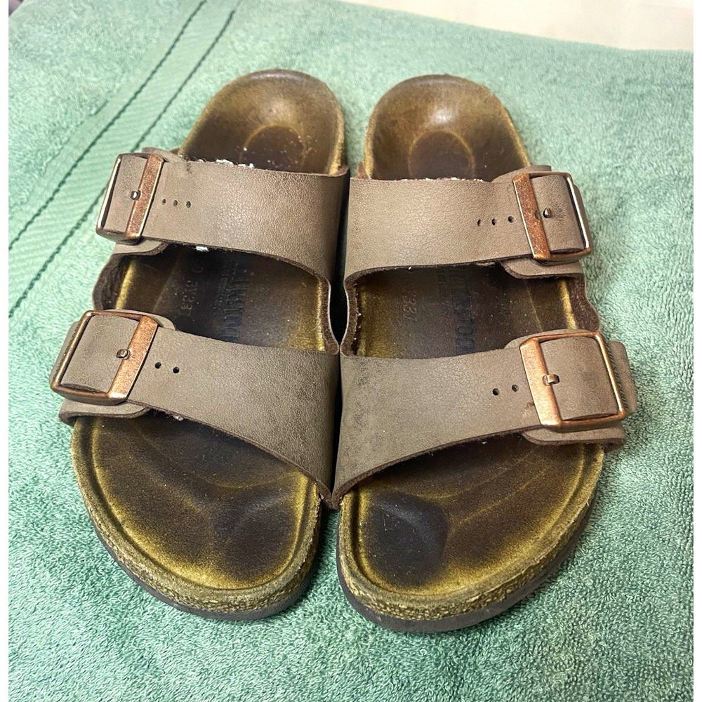 Birkenstock Brown Leather 2-Strap Buckle Sandals Adj EU 34 or US 3.5 9" long